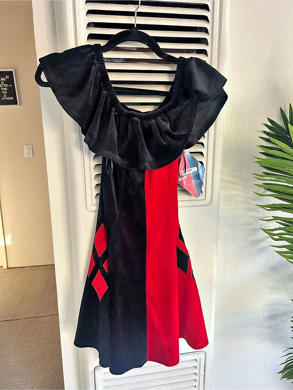 Bioworld Harley Quinn HQ Ruffle Dress Color Block Mini Dress Size Small NWT
